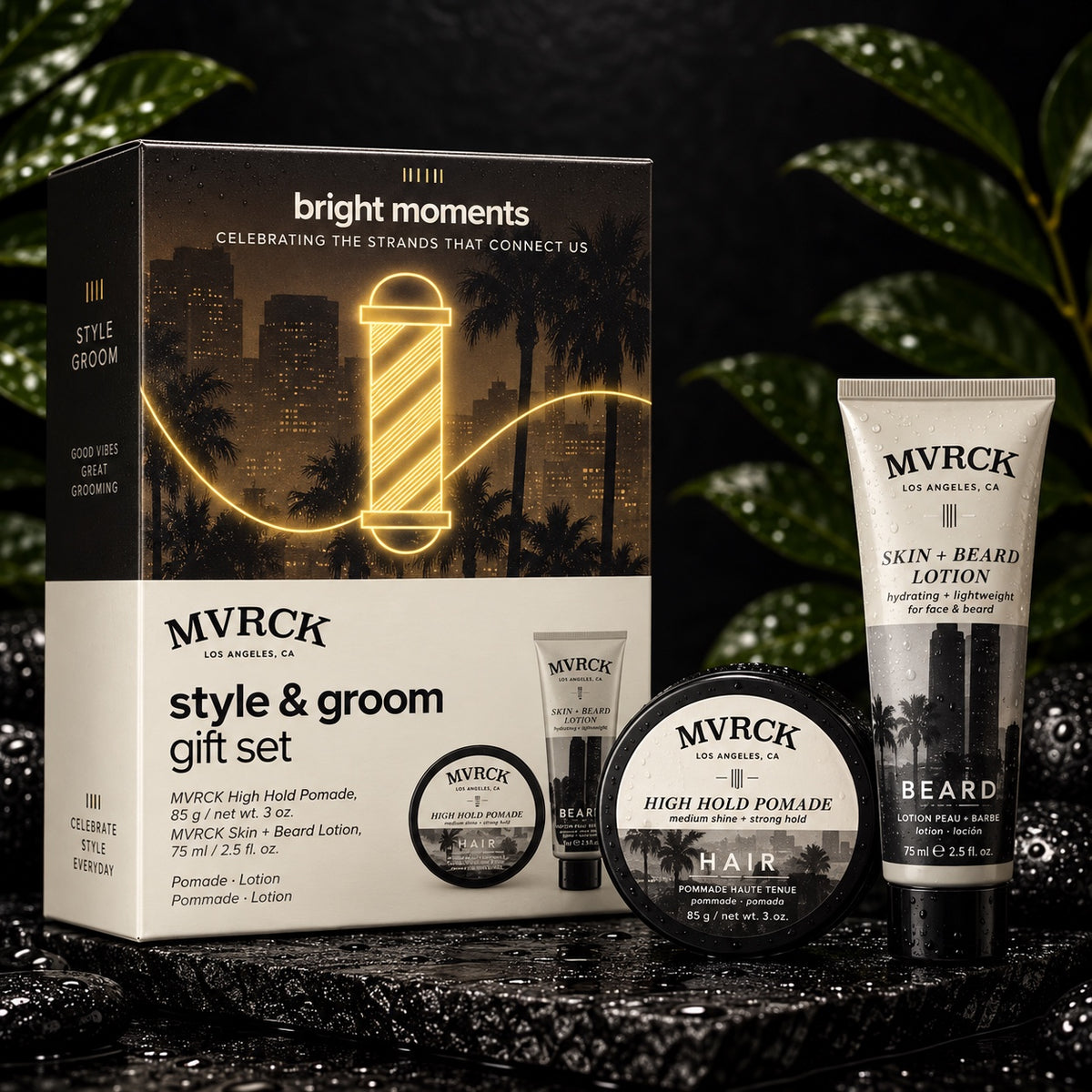 Paul Mitchell MVRCK Style & Groom Gift Set with High Hold Pomade and Skin + Beard Lotion