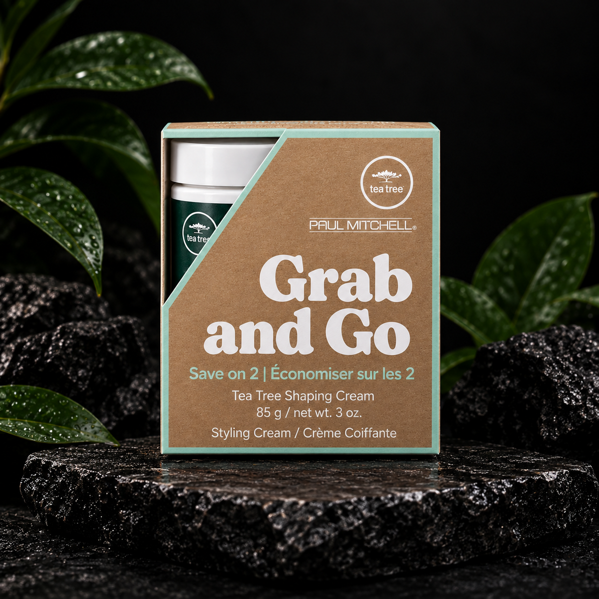 Paul Mitchell Tea Tree Shaping Cream Grab and Go duo, two 3 oz jars